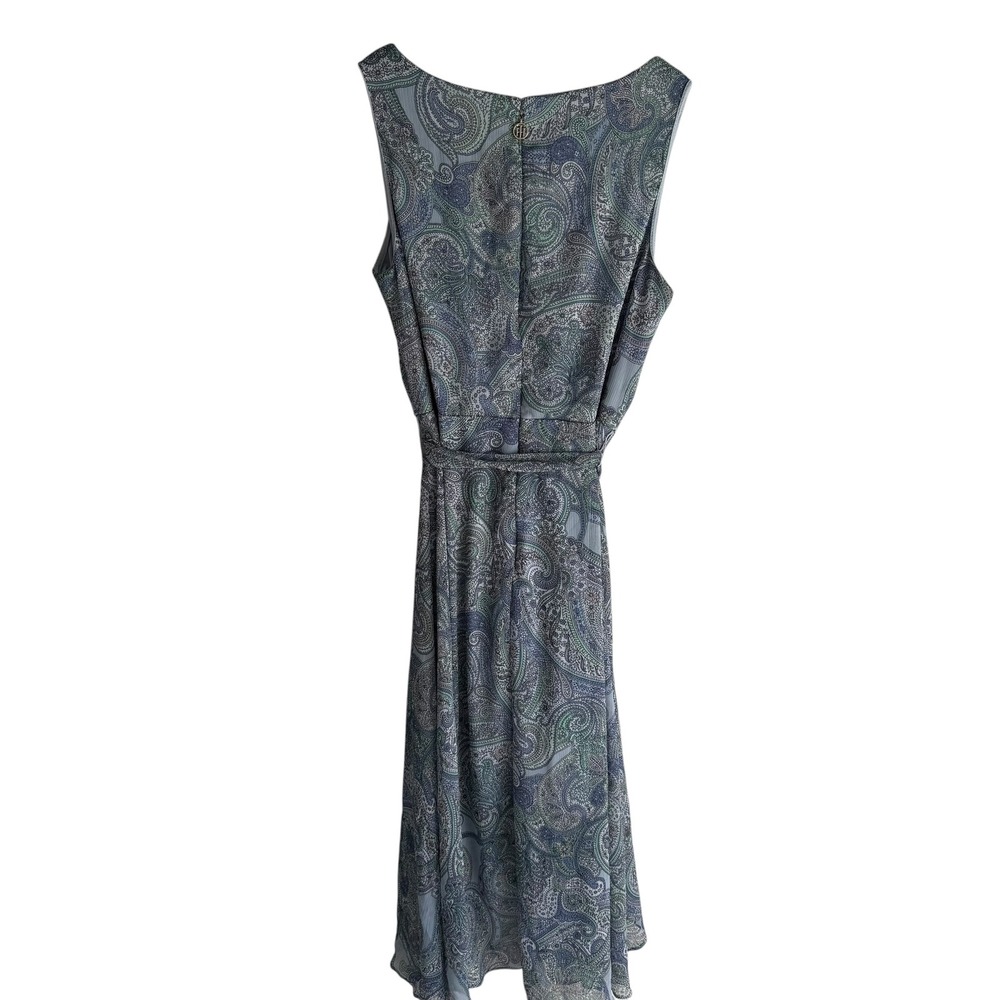 TOMMY HILFIGER Light Blue Paisley Chiffon Ladies Dancing Old Money Dress, 12 - Picture 3 of 8